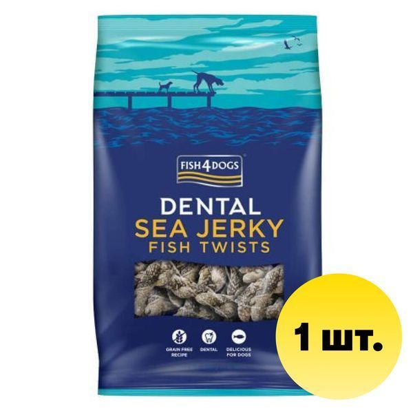 Натуральні ласощі для собак з 100% Шкіри Білої Риби Fish4Dogs Sea Jerky Рибні косички, 1 шт tb-43892 фото